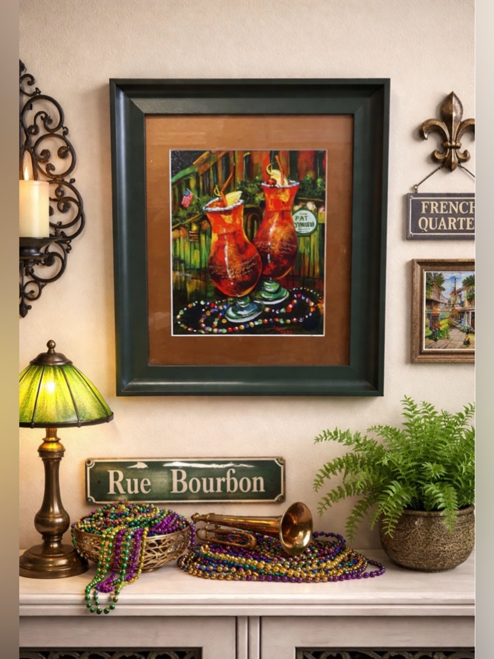 ‘Pat O’Brien’s Hurricanes’ by Dianne Park Glass Top Frame
